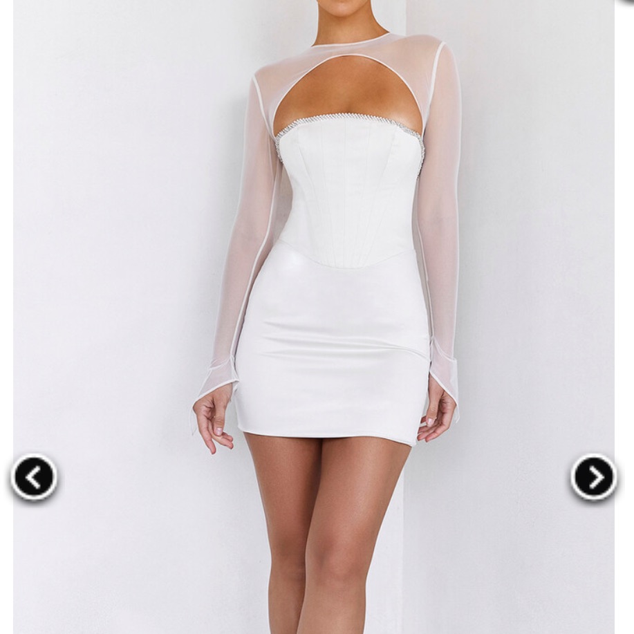 Mistress Rocks Cream Crystallised Mini Dress